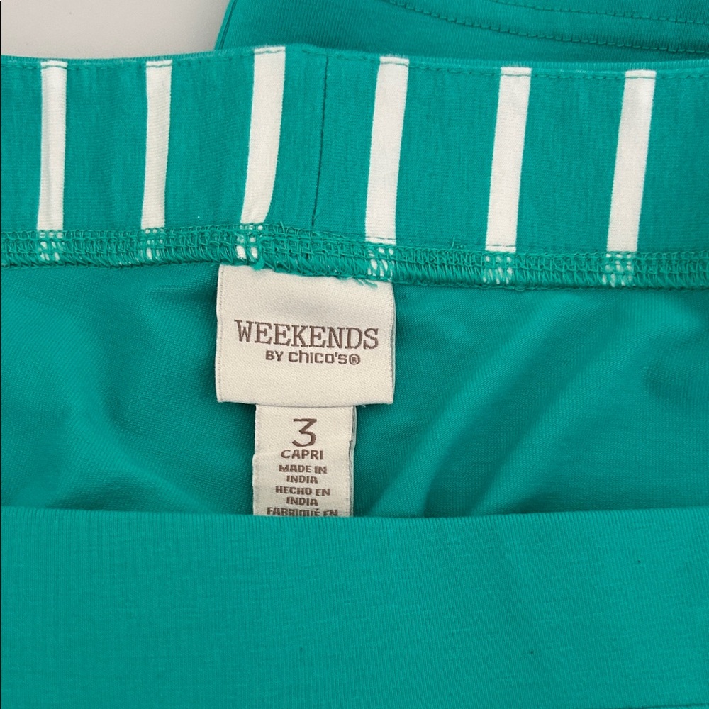 Chico's Weekends Capris  Turquoise - Size 3 or 16 - Picture 2 of 2